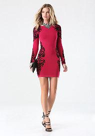 Bebe Jacquard Lace Sweater Dress