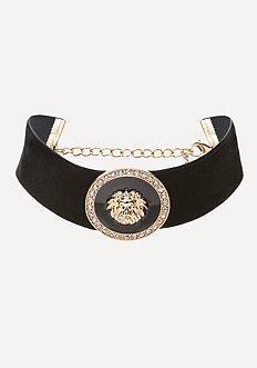 Bebe Lion Medallion Wide Choker