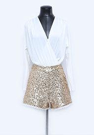 Bebe Kylie Sequin Shorts Romper