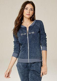 Bebe Denim Knit Zip Jacket
