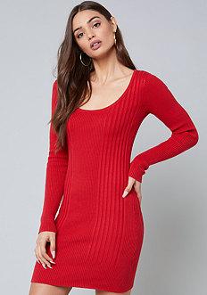 Bebe Cage Keyhole Sweater Dress