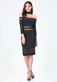 Bebe Mesh Inset Choker Dress