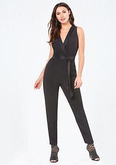 Bebe Tie Waist Surplice Jumpsuit