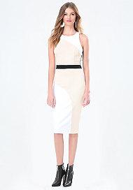 Bebe Curve Colorblock Midi Dress