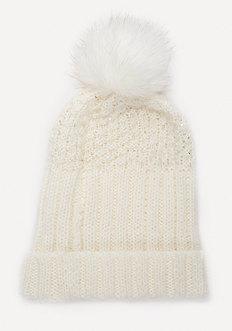 Bebe Metallic Pom Pom Beanie