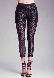 Bebe Transparent Sequin Leggings