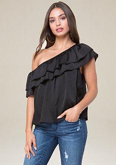 Bebe One Shoulder Asymmetric Top