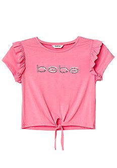 Bebe Sequin Logo Tie Front Top