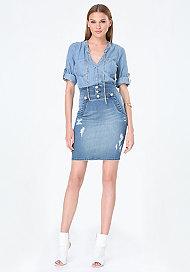 Bebe Chain Detail Chambray Shirt