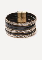 Bebe Crystal & Faux Leather Cuff