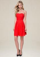 Bebe Lace Strapless Flared Dress