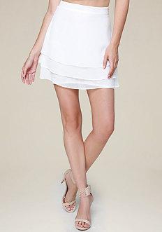 Bebe Lace Block Tiered Miniskirt
