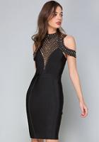 Bebe Studded Cold Shoulder Dress