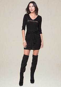 Bebe Logo Tie Front Dress