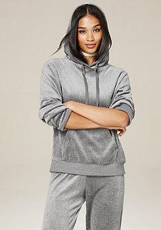 Bebe Charcoal Velour Hoodie