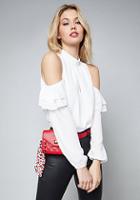 Bebe Donna Double Ruffle Top