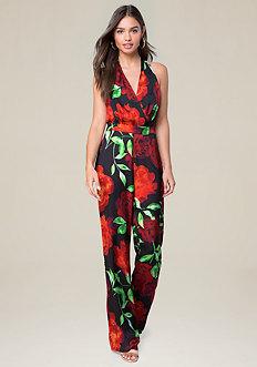 Bebe Jody Print Halter Jumpsuit