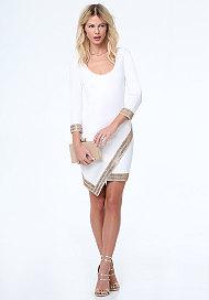Bebe Embellished Wrap Hem Dress
