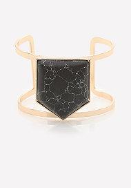 Bebe Black Geo Stone Cutout Cuff