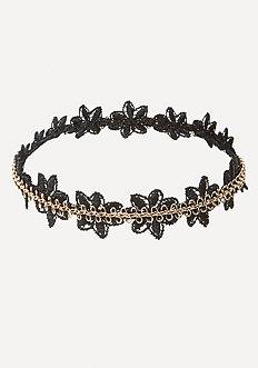 Bebe Metal & Lace Flex Choker