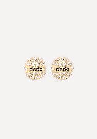 Bebe Logo Pave Stud Earrings