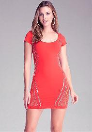 Bebe Studded Mesh-inset Dress