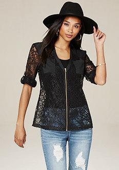 Bebe Layla Zip Front Top