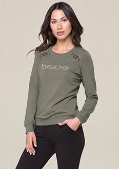 Bebe Logo Thea Lace Up Popover