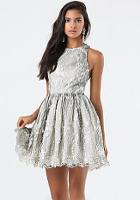 Bebe Embroidered Tulle Dress