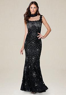 Bebe Phoebe Embellished Gown