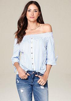 Bebe Peyton Poplin Top