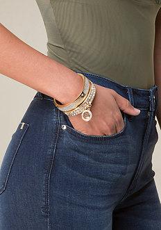 Bebe Logo Stone Hinge Bangle Set