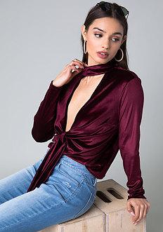 Bebe Amy Velvet Top