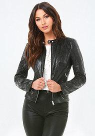 Bebe Foil Faux Suede Jacket