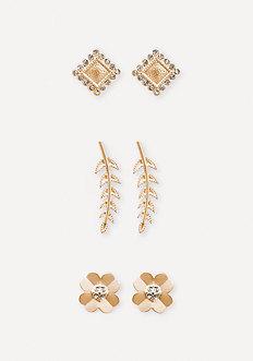Bebe Flower & Leaf Earring Set