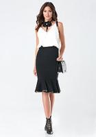 Bebe Chain Flounce Midi Skirt