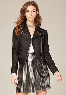 Bebe Bonded Lace Moto Jacket
