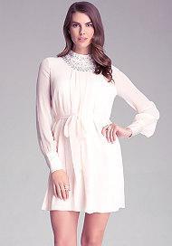 Bebe Embellished Mock Neck Dress