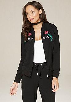 Bebe Logo Tulip Bomber Jacket
