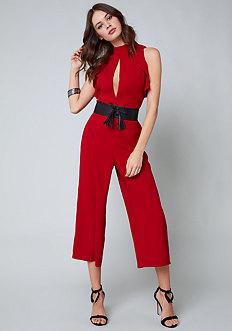 Bebe Sleeveless Crop Jumpsuit