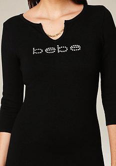 Bebe Chain Trim Sweater Dress
