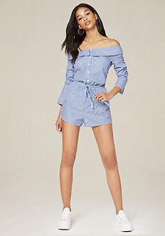Bebe Belted Shirt Romper