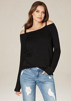 Bebe Slit Neck Sweatshirt