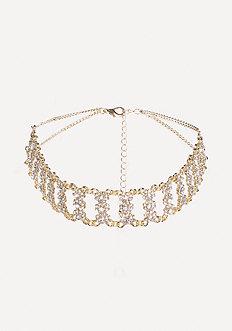Bebe Crystal & Gold Choker