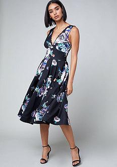 Bebe Print Scuba Midi Dress