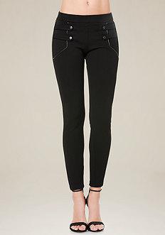 Bebe Twill Snap Strap Leggings