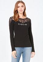 Bebe Logo Lace Detail Top