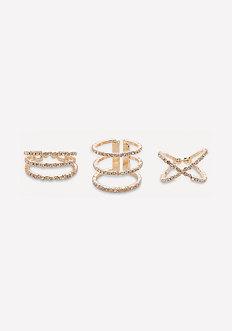 Bebe Crystal Band Ring Set