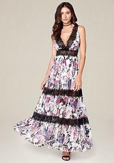 Bebe Petite Tiered Maxi Dress