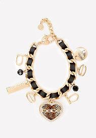 Bebe Logo Woven Charm Bracelet